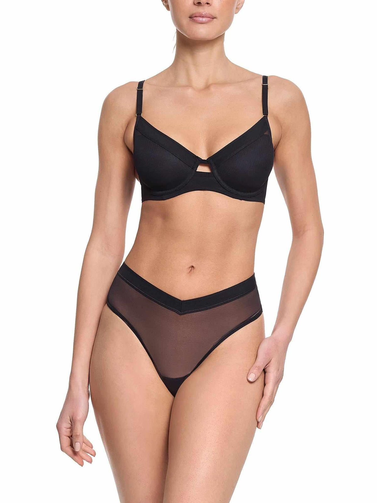 Hanky Panky Lined Mesh Plunge Bra Black Sale