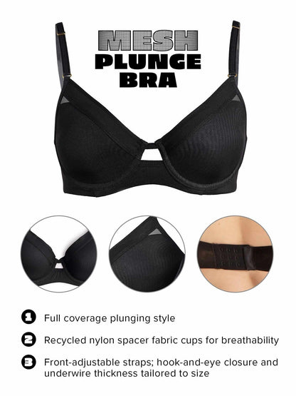 Hanky Panky Lined Mesh Plunge Bra Black Sale