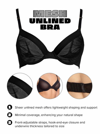 Hanky Panky Unlined Mesh Underwire Bra Black Sale