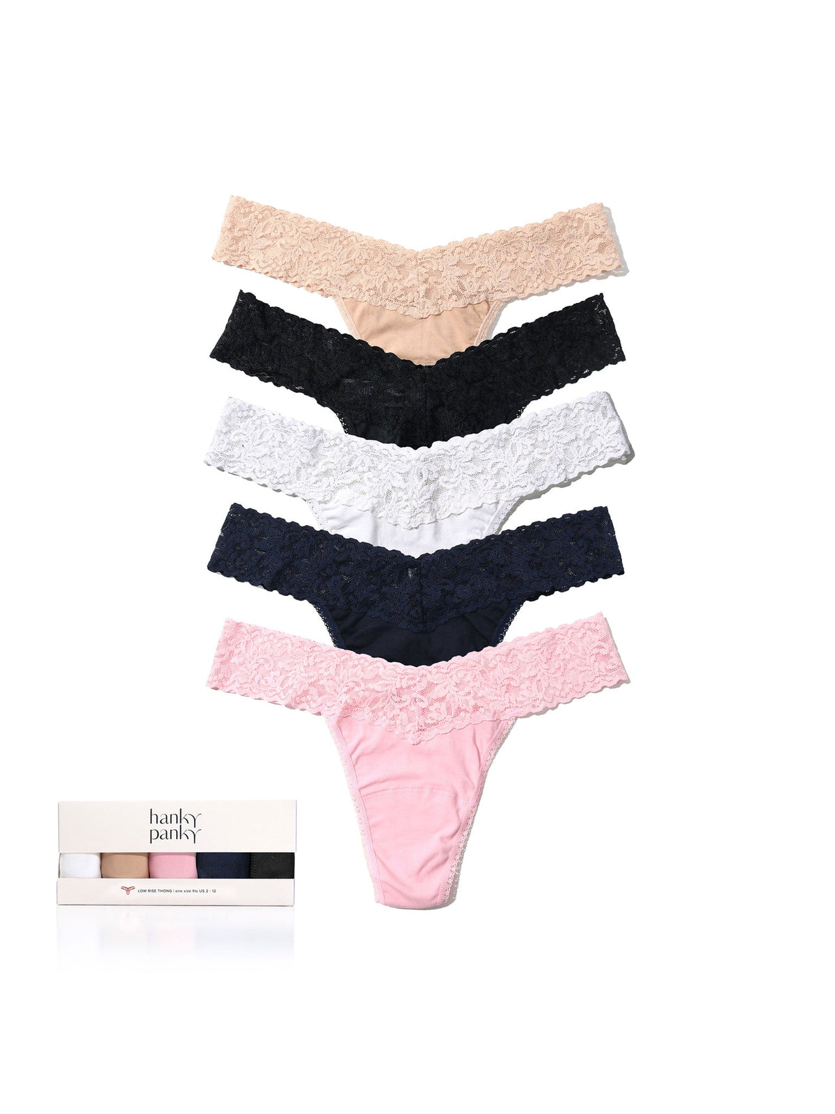 Hanky Panky Cotton 5 Pack Low Rise Thongs