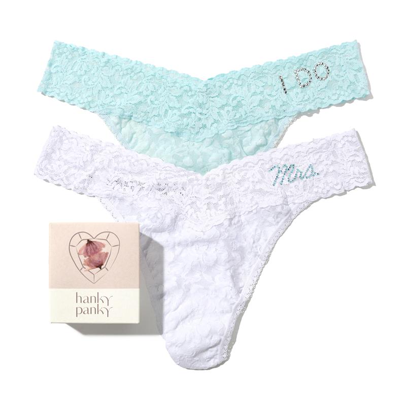 Hanky Panky I Do & Mrs Original Rise Thong Celeste/White