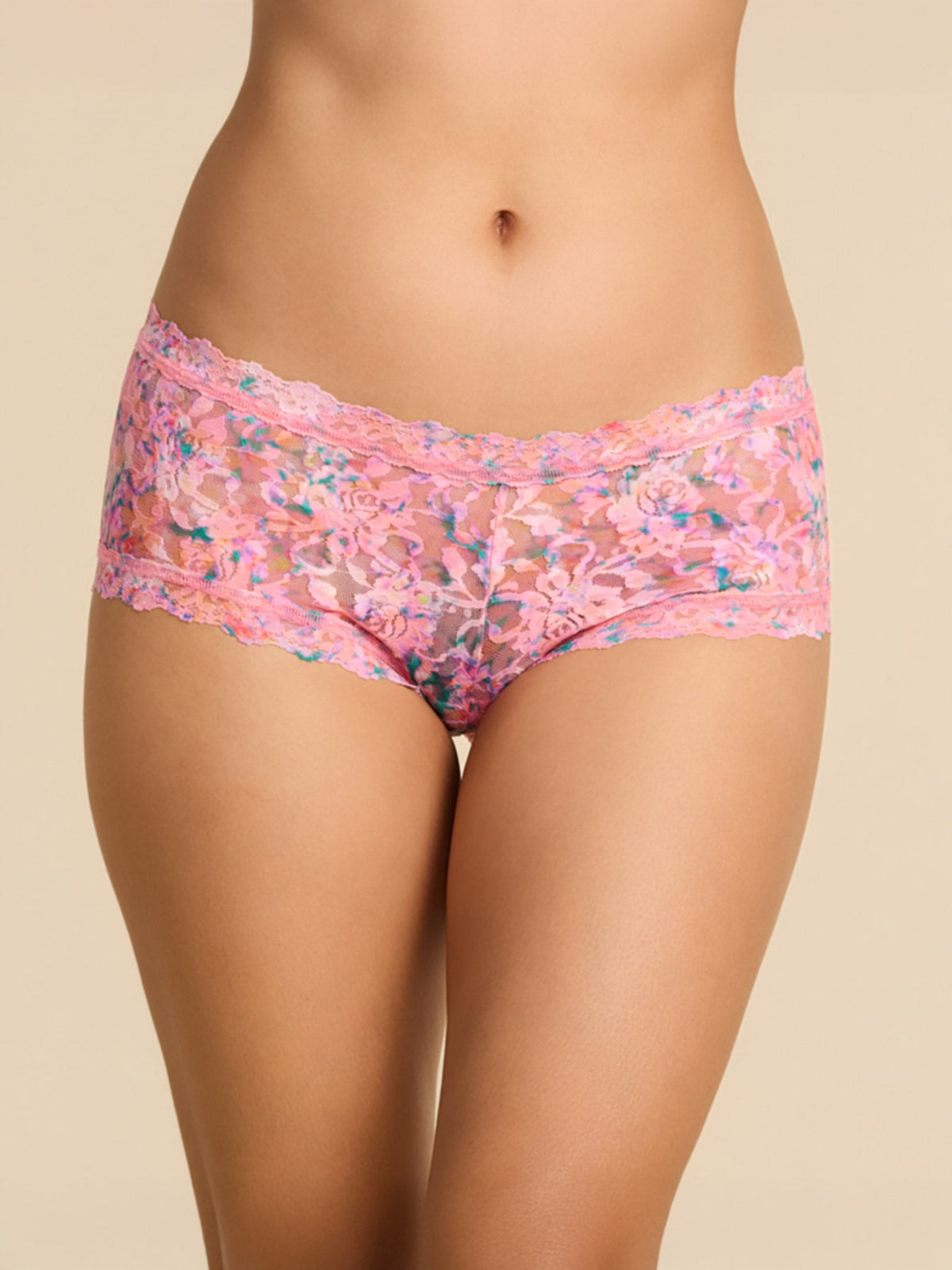 Hanky Panky Printed Signature Lace® Boyshort Blushing Blooms Pink