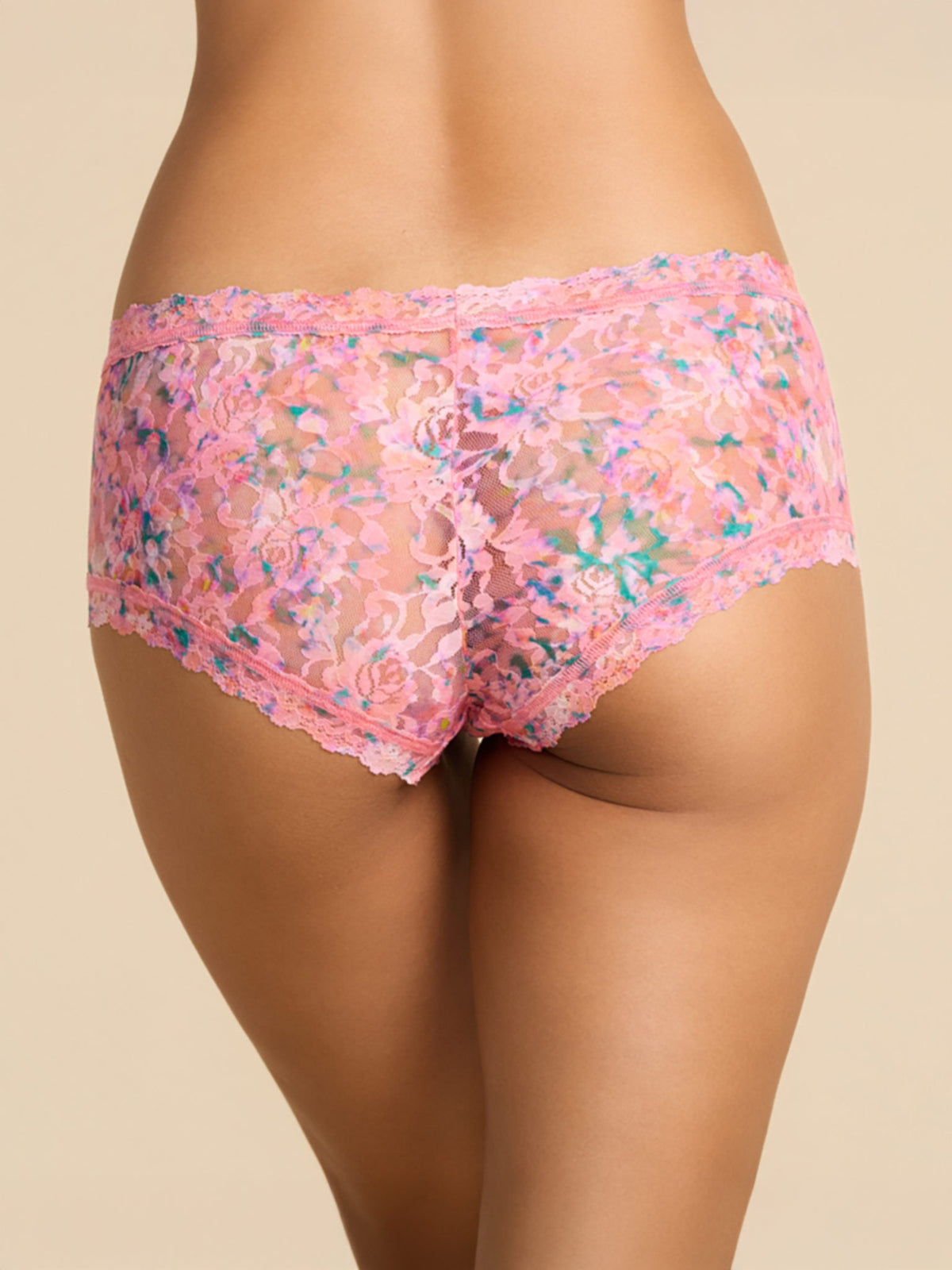 Hanky Panky Printed Signature Lace® Boyshort Blushing Blooms Pink