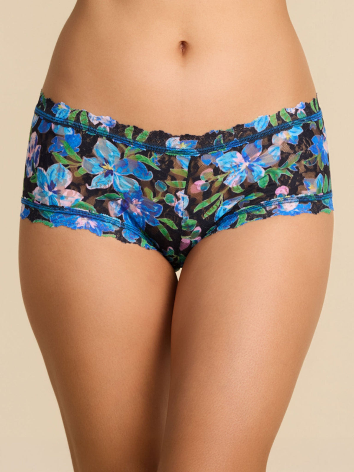 Hanky Panky Printed Signature Lace® Boyshort Ocean Blooms Black