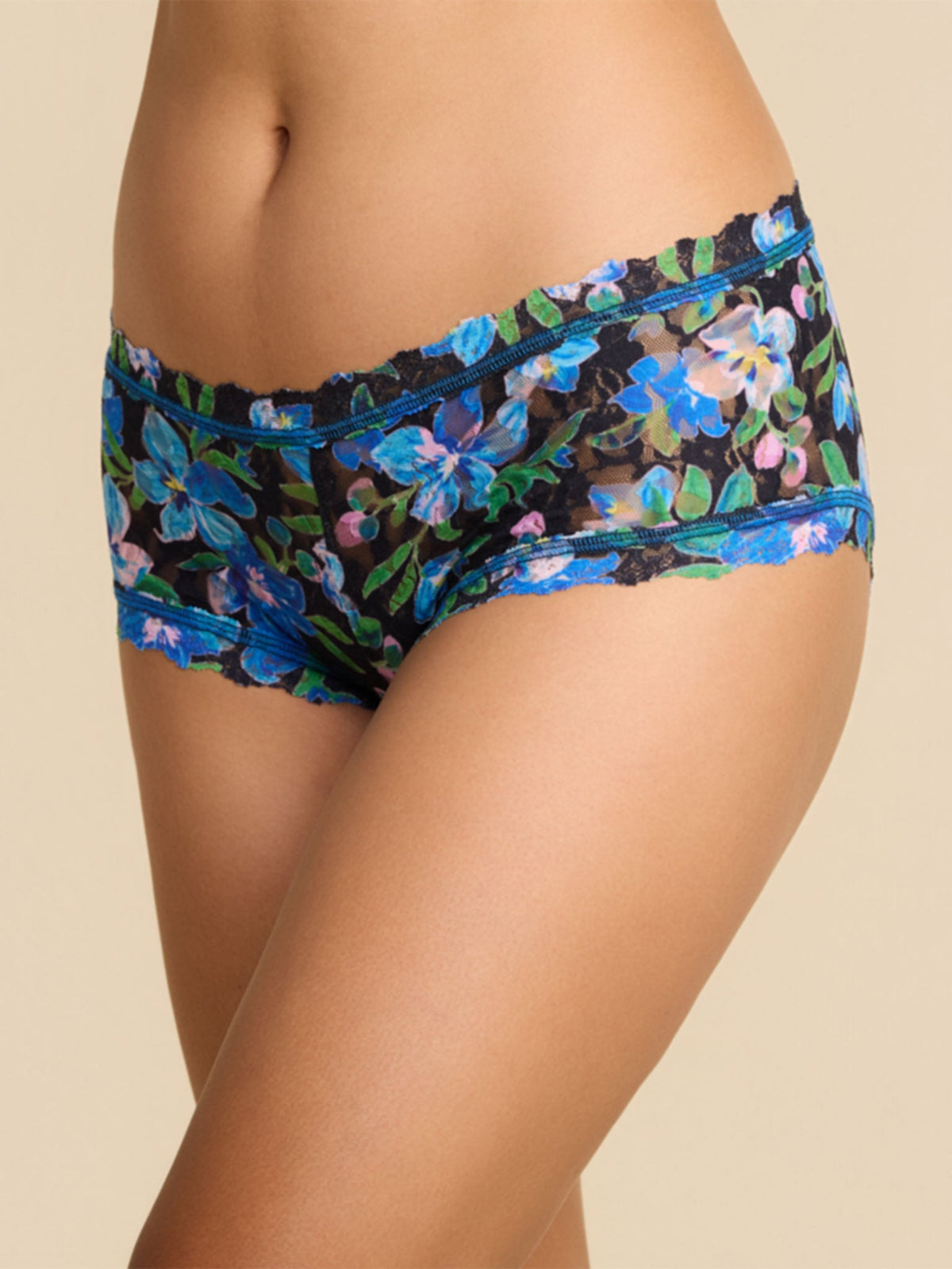 Hanky Panky Printed Signature Lace® Boyshort Ocean Blooms Black