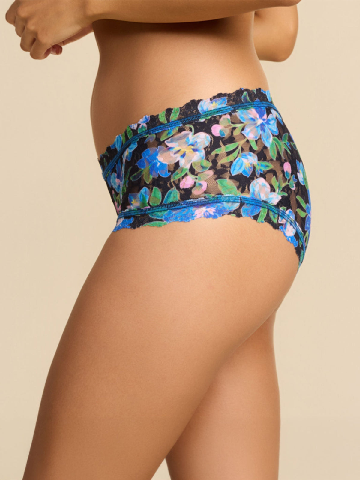 Hanky Panky Printed Signature Lace® Boyshort Ocean Blooms Black