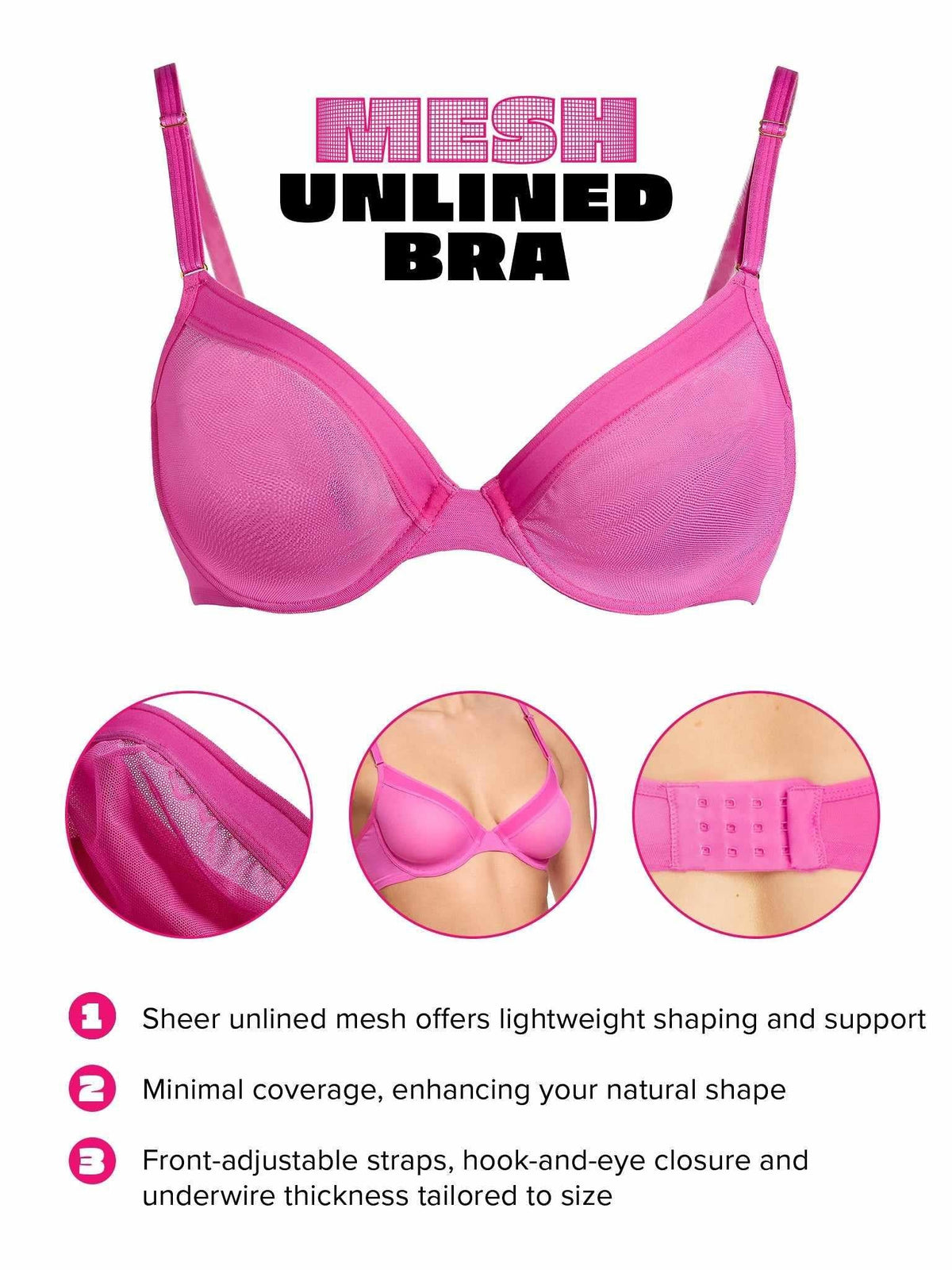Hanky Panky Unlined Mesh Underwire Bra Berry Burst Pink Sale