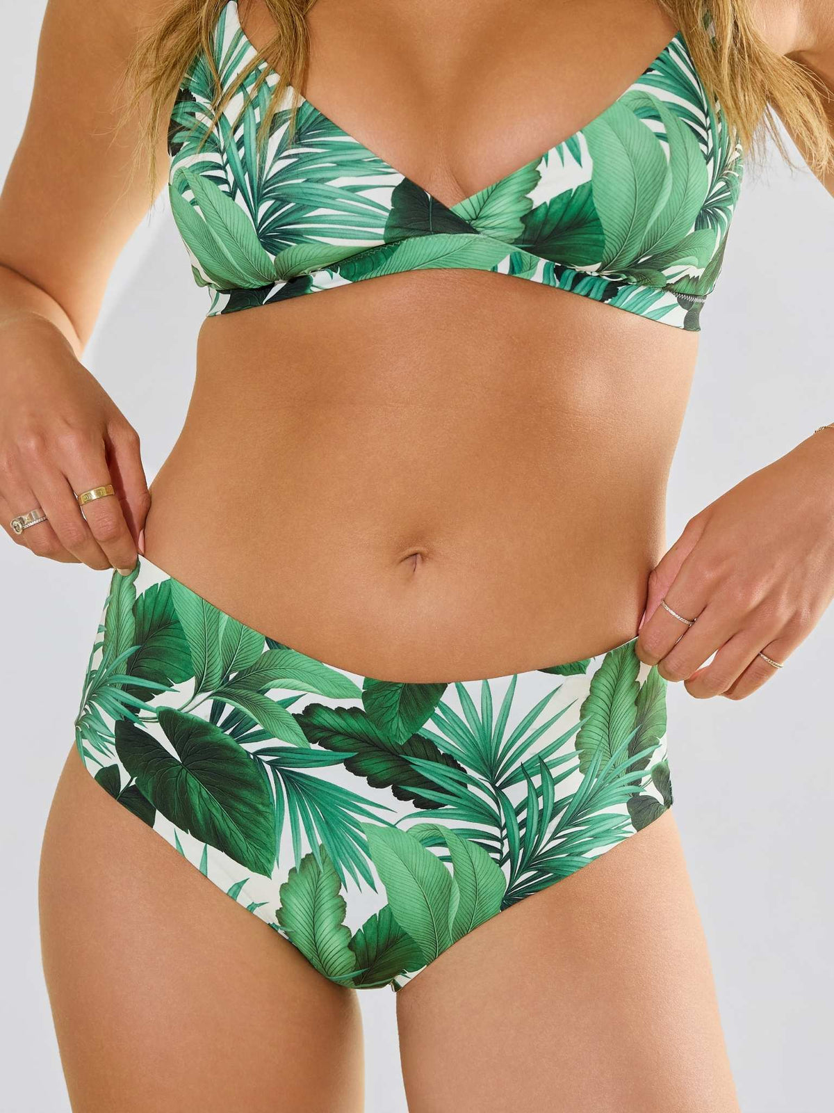 Hanky Panky Swim High Rise Bottom Stay Floral Palm Tree Green