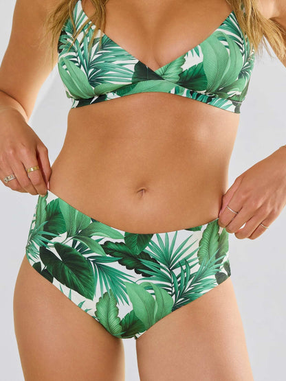 Hanky Panky Swim High Rise Bottom Stay Floral Palm Tree Green