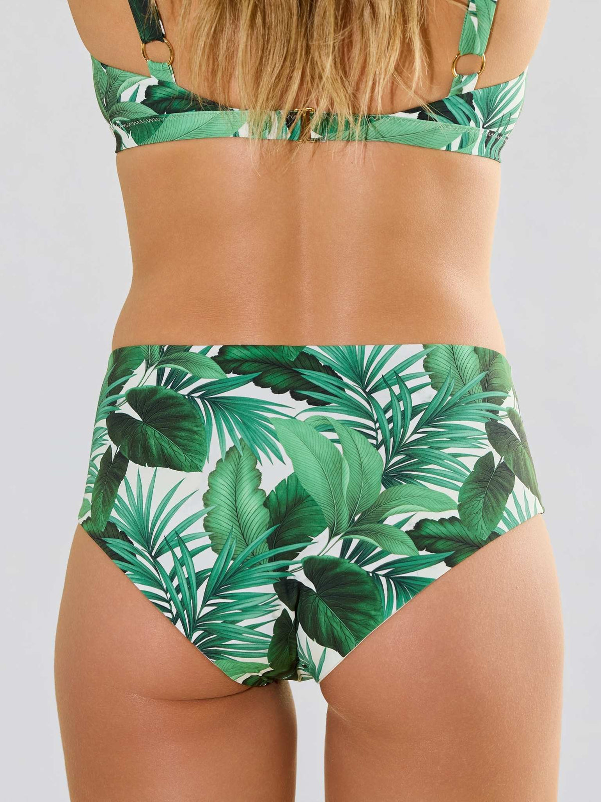 Hanky Panky Swim High Rise Bottom Stay Floral Palm Tree Green