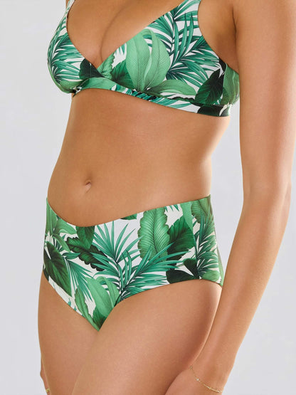 Hanky Panky Swim High Rise Bottom Stay Floral Palm Tree Green