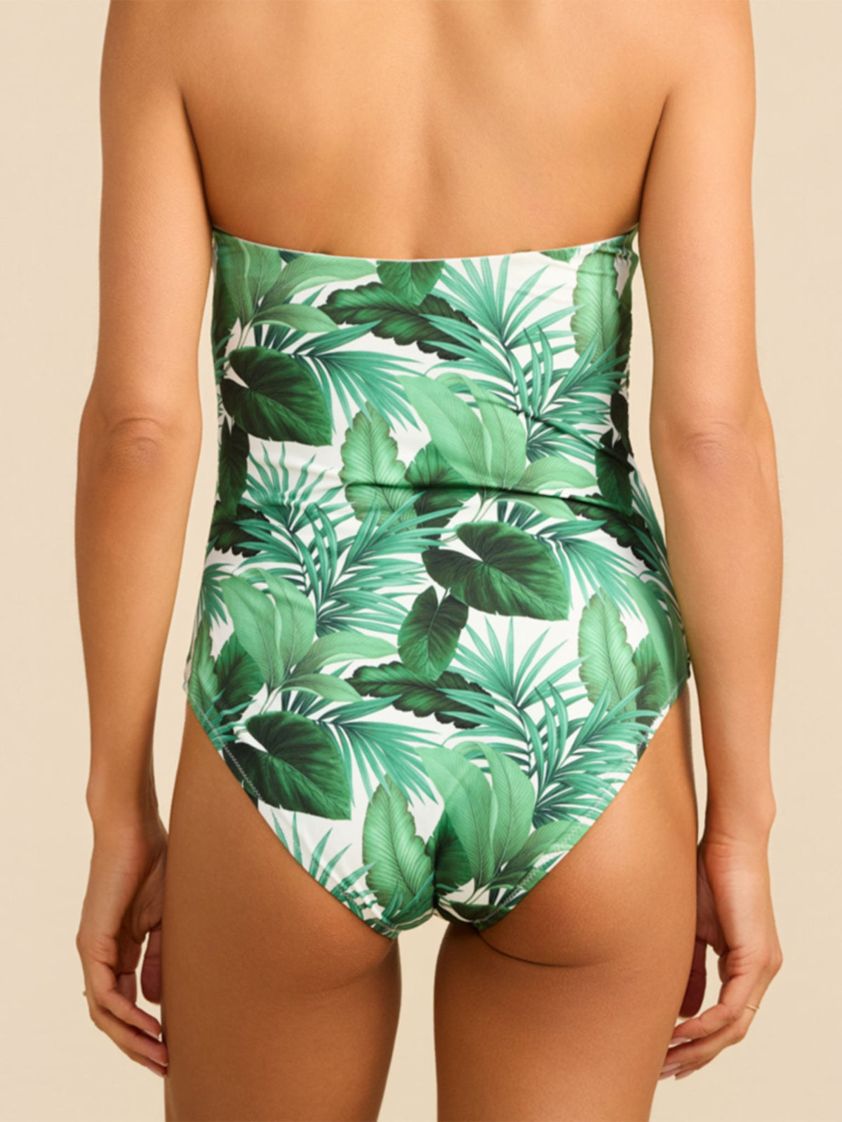 Hanky Panky Bandeau One Piece Swimsuit Stay Floral Palm Tree Green